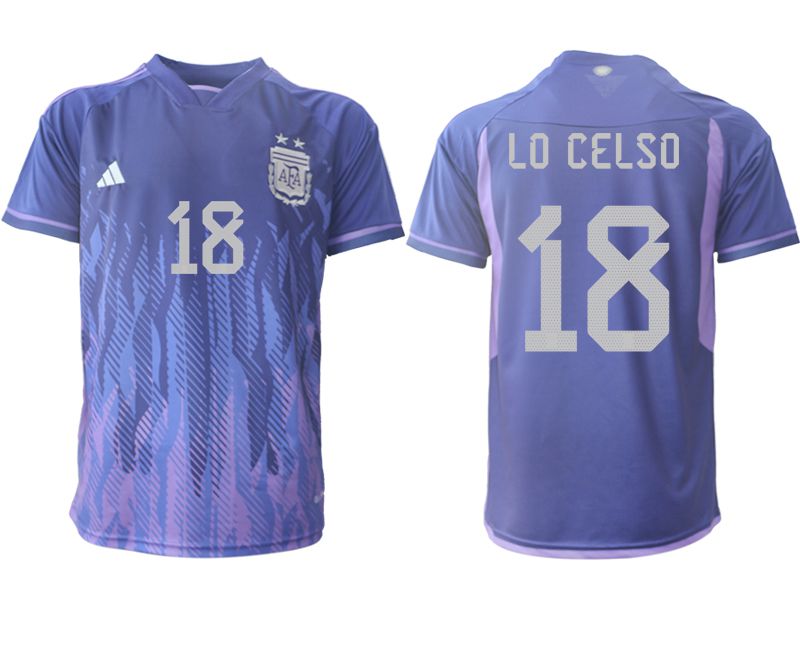 Men 2022 World Cup National Team Argentina away aaa version purple #18 Soccer Jersey->argentina jersey->Soccer Country Jersey